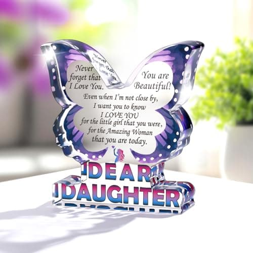 Daughter Birthday Gifts from Mom Dad, Daughter Gifts for Christmas, Unique Gifts for Daughter, Inspirational Gifts I Love You Daughter, Daughter Butterfly Decorative Signs Plaques