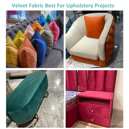 Velvet Upholstery Fabric - Luxurious, Soft for Home Décor, Sofa, Chair, Cushion Projects (Green, 1 Yard)