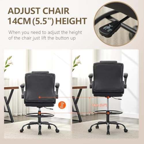BOSMILLER Drafting Chair,Tall Office Chair for Standing Desk with Adjustable Height,Counter Computer Chairs with Footrest for Home,Drawing or Counter Height Use