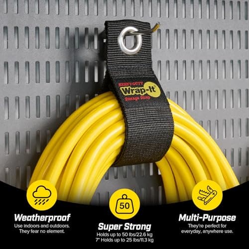 Garage Storage Extension Cord Organizer Cable Straps and Yard Cord Storage for Hose Organizer, Tools, RV Accessories Heavy-Duty Wrap-It Storage Straps - Assorted 6-Pack B06Y5Q4VZD
