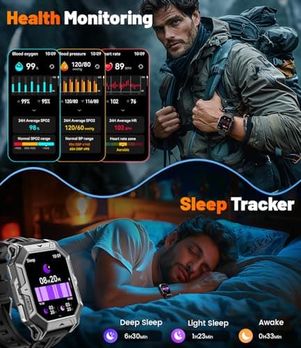 LIGE Military Smart Watches for Men(Answer/Make Calls),100-Day Battery Life,2.13" AMOLED Outdoor Sports Smartwatch with Compass,Heart Rate/Sleep Monitor Fitness Tracker for Android iOS,AI Voice