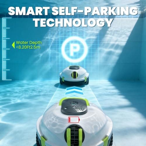 Y20 Robotic Pool Cleaner, Cordless Pool Vacuum for Above Ground & Inground Flat Pools with Dual Motors, 120 Min Runtime, Auto-Parking, Powerful Pool Vacuum Robot for Up to 1100 Sq.Ft