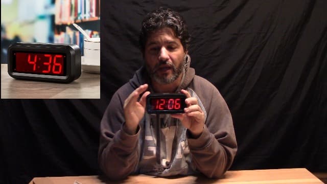 Alarm Clock, LED Digital Clock, Small Wall Clock, Battery Operated, Adjustable 3-Level Led Brightness, Dim Night Mode, 12/24Hr, Cordless, Constantly 1.2'' Digits Display for Bedroom/Travel,Easy to Set