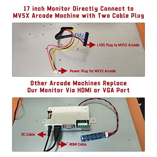 UNICO 17 inch Phoenix Monitor Replacement for Arcade Machine, 1280 * 1024 Pixels Arcade Screen for HDMI/VGA/CG/EGA Retro Game Cabinet