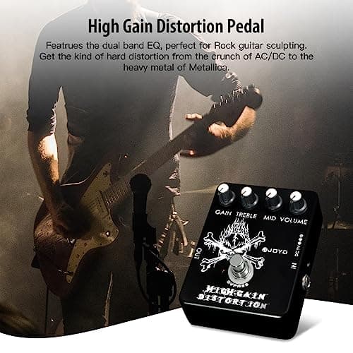 JOYO High Gain Distortion Pedal from AC/DC Crunch to Heavy Metal with Full Range EQ for Electric Guitar Effect - Bypass (JF-04)