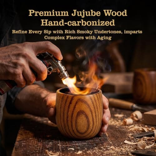 Charred Wooden Whiskey Glasses, Gifts for Men Old Fashion Bourbon Drinking Collins Cup, Gift for Dad, Husband, Brother, Boy Friend or Whiskey Lovers B0GK5XLW6B