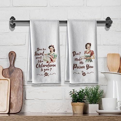 Kitchen Towels,Funny Joked Themed Dishcloth,16 * 24,2Pack,Microfiber Bar Towel,Hilarious Hand Towels,High Absorbent Dish Towels,Best Gifts for Hostess New Home Mom Women Housewarming