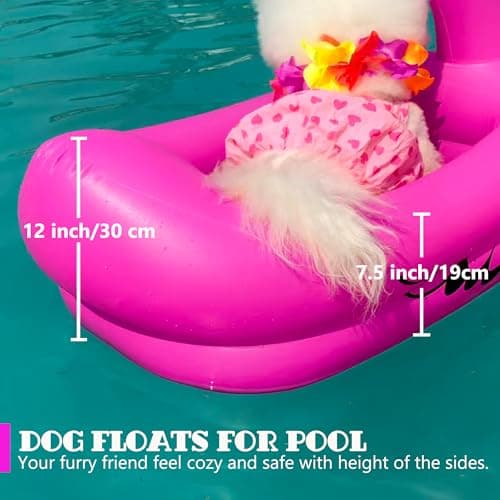Dog Pool Float, Funny 6-in-1 Inflatable Dog Floats for Pool, Pet Floatie Raft for Small Dogs, Puppy and Doggies, Pink Flamingo