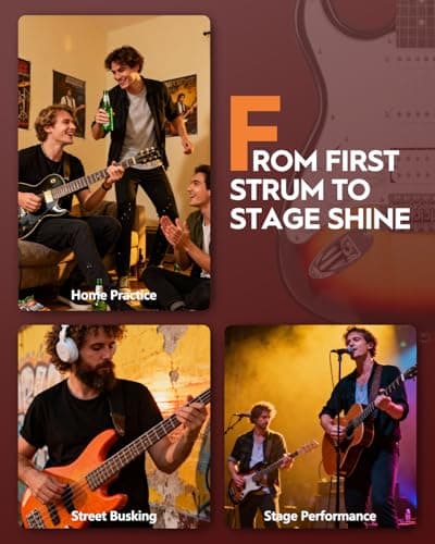 STRICH Electric Guitar Left Hand Beginner Kit, Solid Body 39" Electric Guitar HSS Pick Up for Starter, with 5W x 2 Amp, Bag, Capo, Strap, String,Cable, Picks, SST-S20L Sunburst