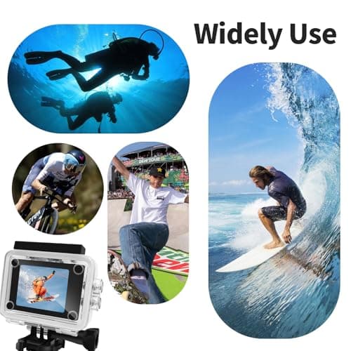 Cecosy Action Camera 4K 30FPS, Waterproof Camera 30M Underwater Ultra HD 131FT 170°Wide Angle Shooting, with 2 x 1050 mAh Batteries for Cycling, Ice Skating, Skiing, Fishing, Climbing