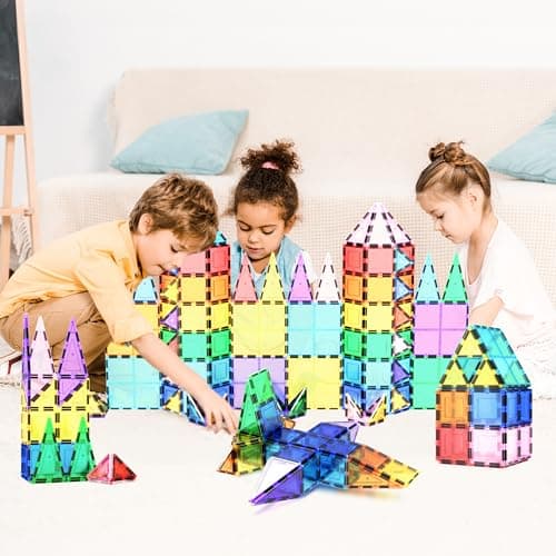 No-limit scalable builds, hands-on magnet polarity fun, family group play, quick assemble & store, shape & color recognition PicassoTiles 100 Piece Magnetic Tiles, Clear 3D Building Blocks for Kids 3+ B00AU56C5W