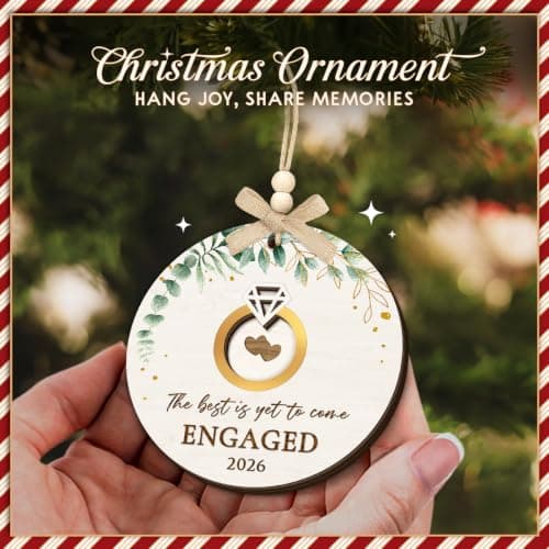 Bride to Be and Fiance Gifts, Newly Proposal Decor, She Said Yes Bridal Shower Couples Presents, 2-layer Wooden Ornaments Engaged Ornament 2026, First Christmas Engagement Ring Keepsake Gift B0H86HP1VB