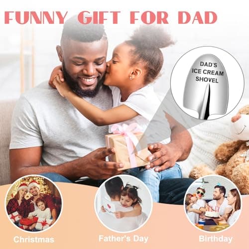 Fathers Day Gifts for Dad - Dads Ice Cream Shovel Spoon - Unique Personalized Funny Gifts for Dad Father in Law Father's Day Birthday Christmas Stocking Stuffers Small Presents from Daughter Son