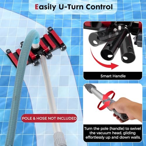 Sepetrel Commercial Grade Pool Vacuum Head with Wheels,14" Extra-Wide & Weighted Flexible Heavy-Duty Vac Cleaner for Effortless, Deep Cleaning