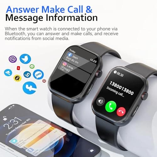 Health Smart Watches for Men Women - 1.87'' Large Display Fitness Trackers Watch with Heart Rate, Blood Pressure, Blood Oxygen, Sleep & Stress Track, 110+ Sports Modes, IP68 Waterproof Watch,Black