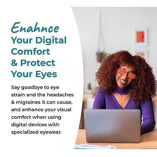 Blue Light Blocking Glasses for Women + Men - Better Sleep + Anti Eye Strain Protection - Computer Screens & Gaming - Metal Clip On - 99% Night-time Amber Lens