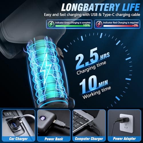 IHE Car Vacuum Cleaner, 15000Pa Handheld Cordless Rechargeable Wet & Dry Vacuum, 120W High Power for Car, Pet, Home, Office Cleaning, Washable HEPA Filter, Multi-Nozzles