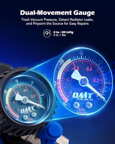 Orion Motor Tech Coolant Vacuum Refill Kit, Cooling System Vacuum Fill Tool with Leak Detector 5 Round Adapters 1 Conical Adapter, Radiator Coolant Fill Kit with Dual-Movement Gauge for Vacuum Leak