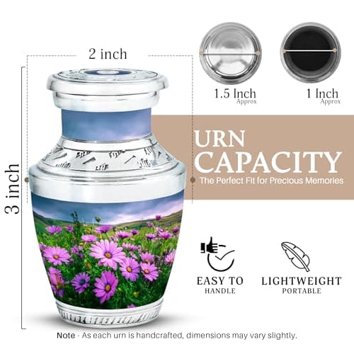 Violet Daisy Tribute Cremation Urn for Ash - Burial Urn for Ashes for Women - Cremation Urns for Ashes Adult Human Female - Memorial Gift for Your Loves Ones - Small Keepsake 3 Inch B0FT8NX4W5