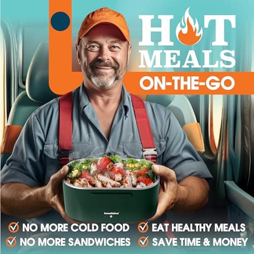 TRAVELISIMO Electric Lunch Box for Adults 100W Heated Lunch Box For Men 1.5L Stainless Steel Portable Food Warmer, 12/24/110V for Travel & Work, Loncheras Electricas Para Calentar almuerzo B0BZ3NCPB7