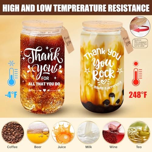 Beer glass cup, thank you gifts for staff coworker, gift box, hanging cards and coaster, birthday gift for team, men, women 8 Set Employee Appreciation Gifts Glass Cups, 16oz Can Coffee Cups B0DRN7HG9B