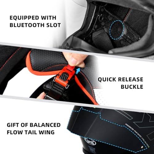 CYRIL Full Face Motorcycle Helmet DOT Approved for Adults Men Women, Motorbike Street Bike Racing Helmet with Tinted & Extra Clear Tool-Free Swappable Visors, Includes Storage Bag