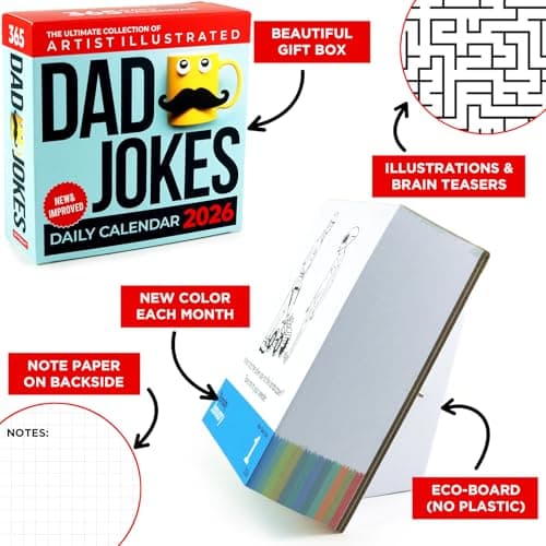 Dad Joke Desk Calendar 2026 - Unique Fun Gift For Dad 365 Daily Dad Jokes, White Elephant Gifts, Gifts for Men, Stocking Stuffers, Desk or Wall Calendar