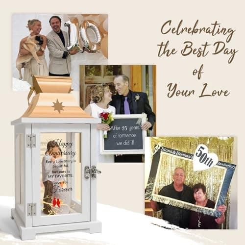 Wedding Anniversary Lantern Gift for Couple Wife Women Her Husband, Best Anniversary Wedding Gift for Couple Wife Parents 1st, 5th, 25th, 50th