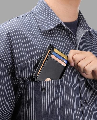 Teskyer Slim Wallet for Men, Minimalist Front Pocket RFID Blocking Leather Wallet Credit Card Holder for Men & Women