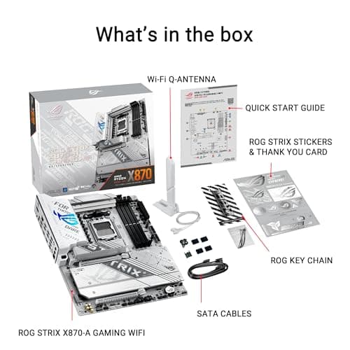 ASUS ROG Strix X870-A Gaming WiFi AMD AM5 X870 ATX Motherboard 16+2+2 Power Stages, Dynamic OC Switcher, Core Flex, DDR5 AEMP, WiFi 7, 4X M.2, PCIe® 5.0, Q-Release Slim, USB4®, AI OCing & Networking