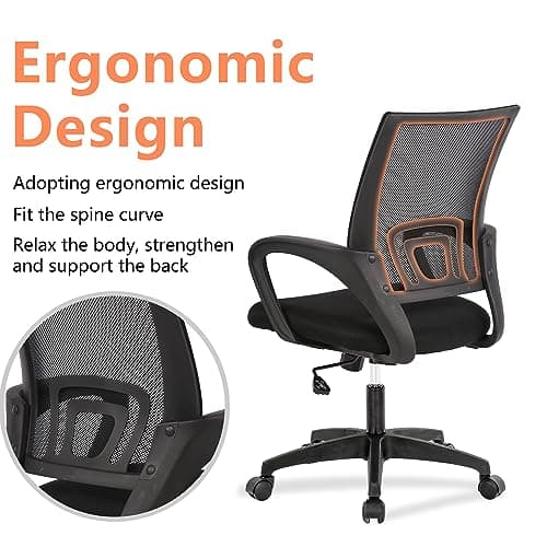PayLessHere Home Office Chair Desk Computer Chair Adjustable Ergonomic Lumbar Support Armrest Executive with High Density Mesh 360 Degree Swivel Chair for Men Women Adults, Black