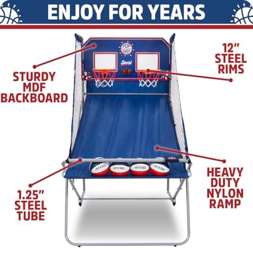 Pop-A-Shot - Dual Shot Sport | Arcade Basketball Game for Home | Paddle Scoring Hoop, 10 Game Modes, 4 Balls | Foldable for Easy Storage | Fun for All Players