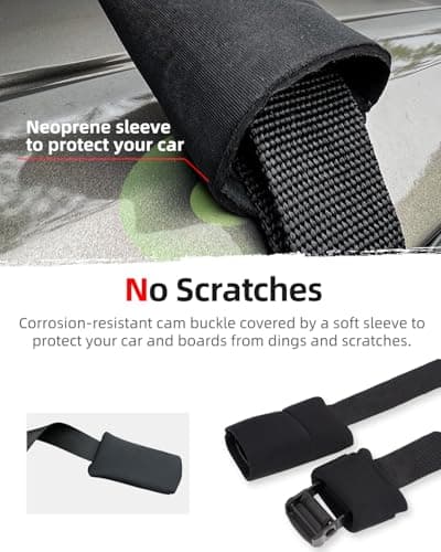 Abahub Soft Roof Rack Pads with 2 Tie Down Straps, 2 Tie Down Ropes, 2 Hood Loops and Storage Bag, for Surfboard, Kayak, Canoe, Heavy Duty Universal Car Roof Racks System