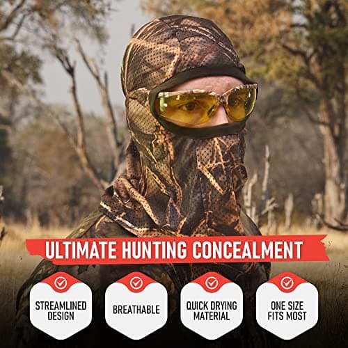 DecoyPro Hunting Face Mask Light Weight, Camo for Turkey, Bow, Deer, Duck, Goose, Coyote - Camouflage Gear for Men, Breathable Netting