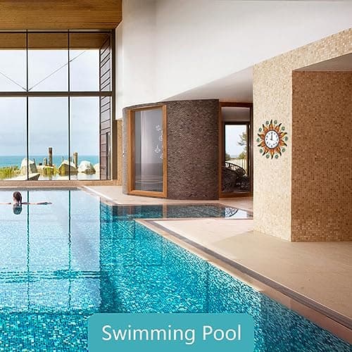 HOBYLUBY Sun Outdoor Clock with Thermometer and Hygrometer Combo, Silent No-Ticking Outdoor Wall Clock, Waterproof Quartz Clock for Patio, Living Room, Kitchen, Garden, 13 Inch