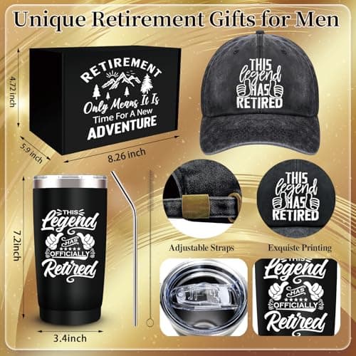 SIXVALA 10 Pcs Retirement Gifts for Men 2025, This Legend Has Retired, Happy Retirement Gifts for Dad, Grandpa, Coworker, Teachers, Boss, Friends, Retirees, 20 Oz Tumbler Best Retirement Gifts Basket