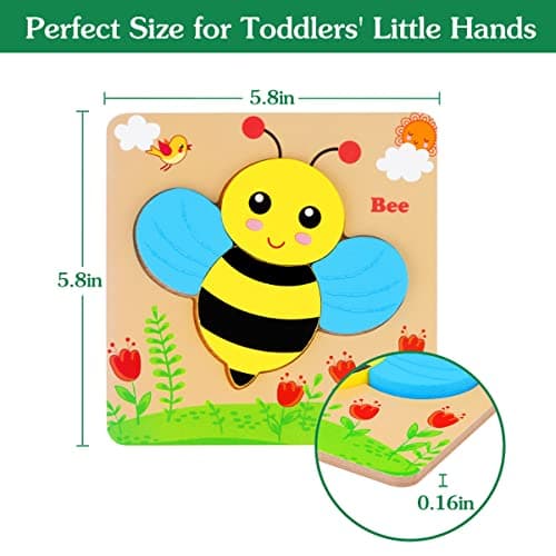 Animal Jigsaw Puzzles for Toddlers Ages 1-3 2-4 - Baby Kids Learning Educational Preschool Toys Christmas Birthday Gifts Wooden Toddler Puzzles Montessori Toys: Gifts for 1 2 3 Year Old Boys Girls B07QG618QT