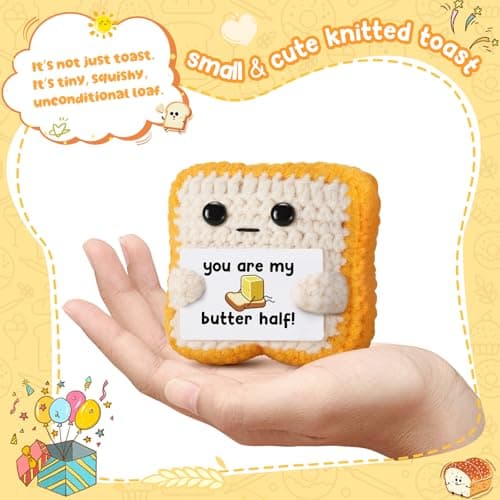 Gifts for Him Her Boyfriend Girlfriend Partner Loved One “You Are My Butter Half!” Crochet Toast – Cute Romantic Valentine’s Day, Anniversary, Birthday Gift for Couples Desk Decor & Christmas Gifts