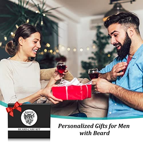 Mens Gifts - Beard Kit with Oil, Balm, Brush, Comb, Scissors, E-book, Outfits Men's Grooming Routine, Anniversary & Birthday Gifts for Men, Him, Husband, Boyfriend, Son, Male Friend, Brother, Dad