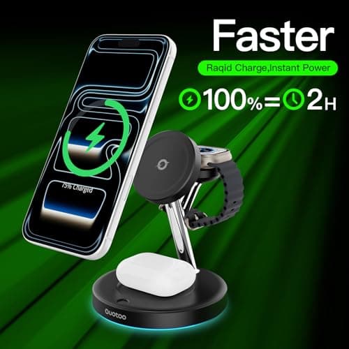 2026 3 in 1 Charging Station for Apple Compatible with Magsafe Charger Stand for iPhone 17 16 15 14 13 12 Wireless Charging Station for AirPods Wireless Charger for iWatch Series