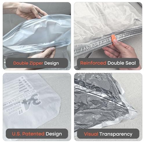 Vacuum Seal Bags for Clothing with Rechargeable Cordless Pump, 12 Pack Compression Packing Bags, Space Saver Storage for Seasonal Clothes Bedding Blanket Pillows Comforters Luggage Travel