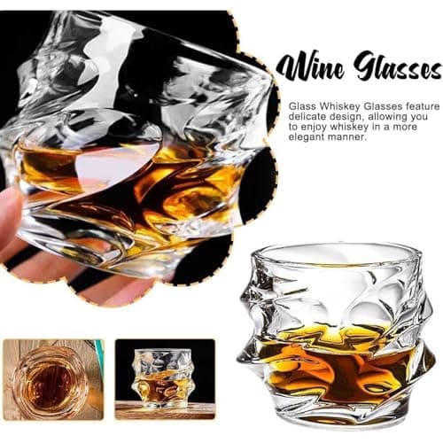 Whiskey Glasses Set of 5,Japanese Heavy Crystal Bar Glassware Old Fashioned Whiskey Glasses,Rocks Glasses Set Bourbon Gifts for Christmas for Father Men