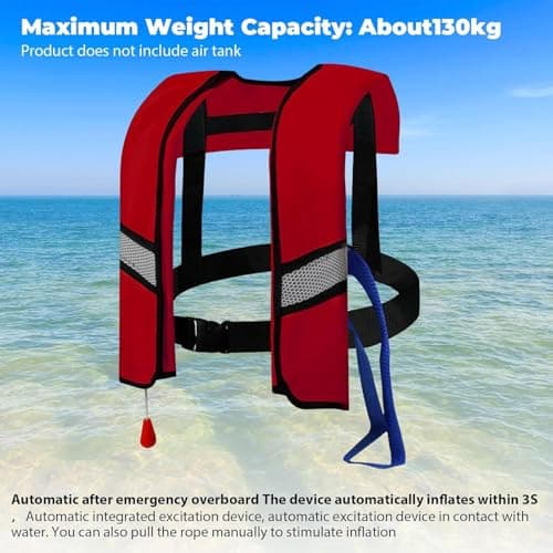 Automatic Inflatable Life Jacket for Adults – Adjustable Buoyancy Vest with Manual Override,Reflective Strips & Safety Whistle for Boating, Kayaking, Surfing & Swimming.