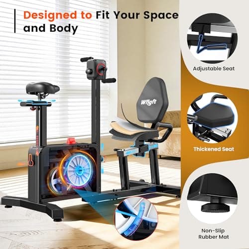 Recumbent Exercise Bike for Home, Recumbent Bikes for Seniors Gym, Quiet Recumbent Stationary Bikes for Seniors 400LBS Capacity, Adjustable Seat & Backrest, 8-Level Resistance & LCD Display