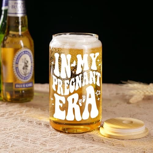 Fairy's Gift Pregnant Women Iced Coffee Cup, Cute Pregnant Mom Gifts, New Mama 16 oz Coffee Glass Cup, New Mothers Birthday Christmas, Pregnancy Gifts for Expecting Mom, First Time Mommy, Mommy to Be