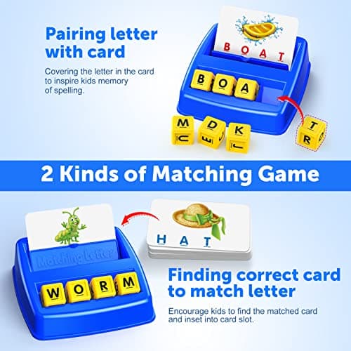 Learning Games for Kids Ages 3-8, Matching Letter Game for Kids Toys Ages 3-8 Educational Toys for 3-8 Year Olds Boys Girls Birthday Party Gifts for 3-8 Year Olds Boys Girls Blue