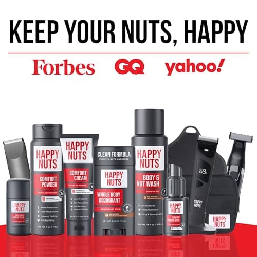 HAPPY NUTS Comfort Cream Deodorant For Men: Anti-Chafing Sweat Defense, Odor Control, Aluminum-Free Mens Deodorant & Travel Essential for Men's Private Parts 3.4 fl oz (Original)