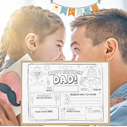 CJ&M Happy Birthday Dad Coloring Page | All About Dad Fill In Template | Father’s Birthday Activity | Dad’s Birthday Card for Kids.Perfect craft gift from kids for Father’s Birthday.
