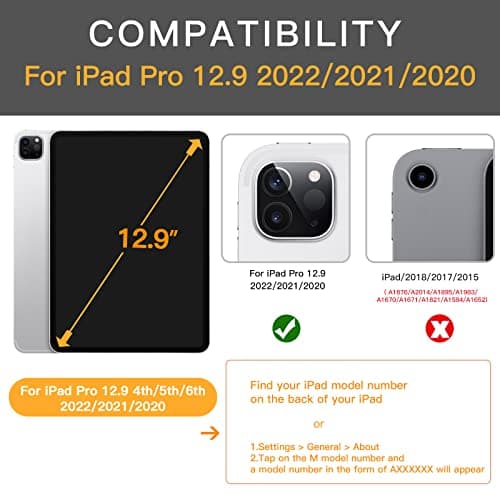 ZtotopCases for iPad Pro 12.9 6th/5th/4th/3rd Generation Case 2022/2021/2020/2018, Premium PU Leather Folio Cover, Auto Wake/Sleep, Multi Viewing Angles, Supports Pencil Pro and Touch ID, Brown