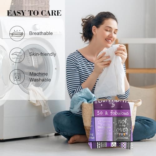 30th Birthday Gifts for Women Her, 30th Birthday Decorations for Women, 30 Year Old Gifts for Woman, Turning 30 and Fabulous - Blanket 60"X50"